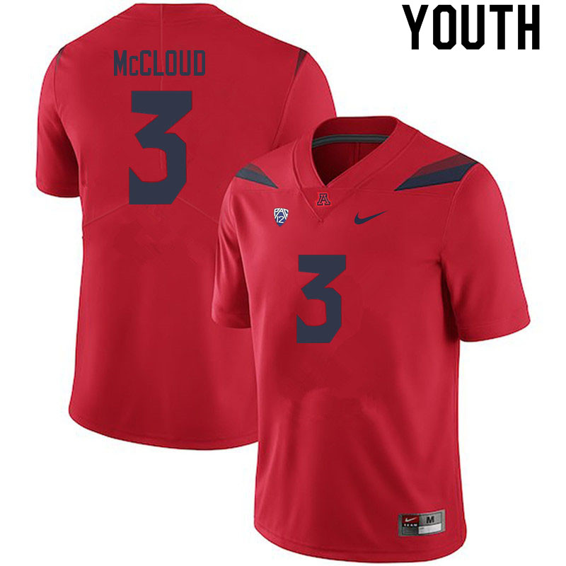 Youth #3 Jordan McCloud Arizona Wildcats College Football Jerseys Sale-Red - Click Image to Close